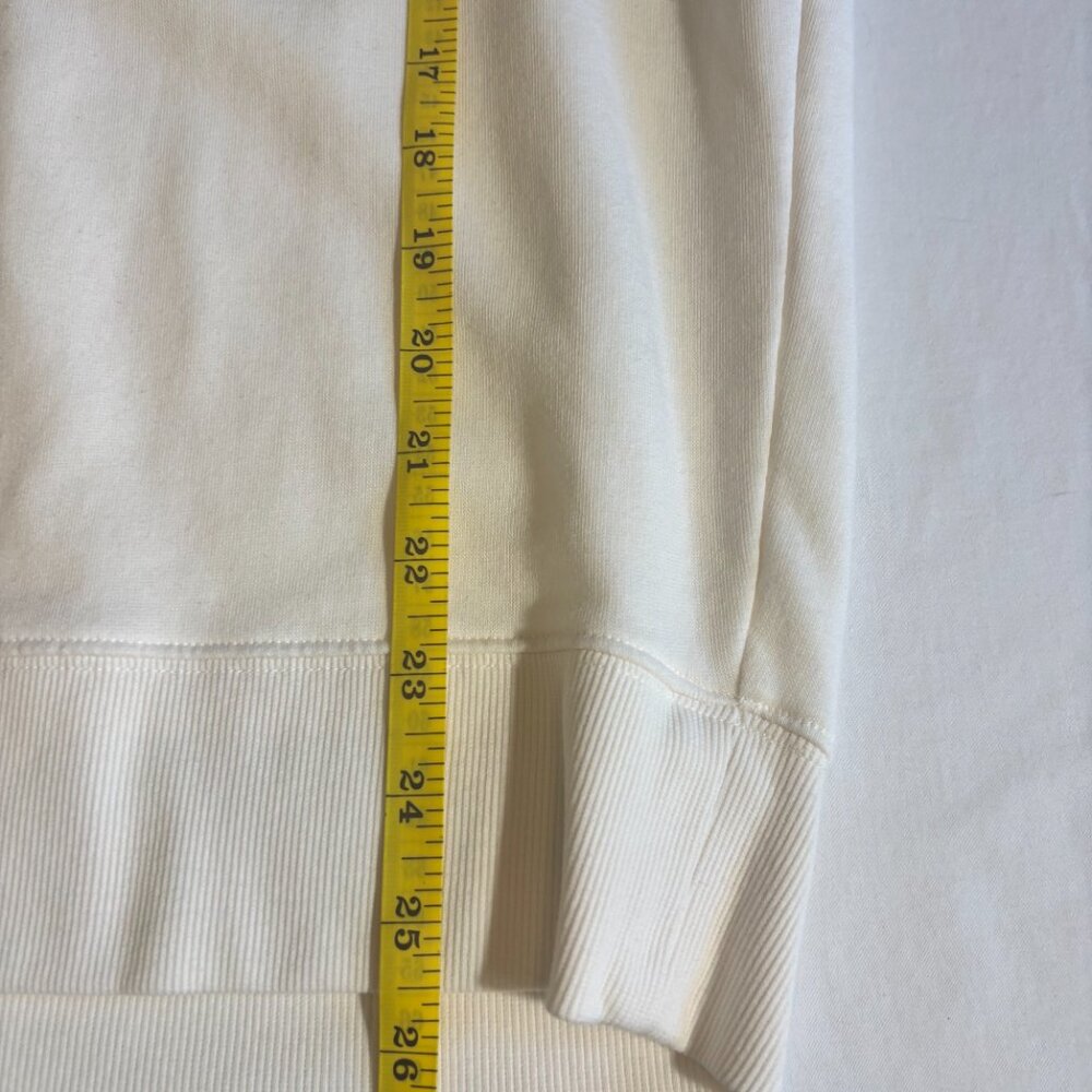 Lou & Grey White Pullover Sweatshirt with Striped Sleeves - Size S - Picture 6 of 10